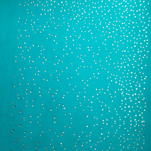 Skóra PU do oprawiania ze złotym tłoczeniem, wzór Golden Mini Drops Turquoise, 50cm x 25cm  - foto 1  - Fabrika Decoru