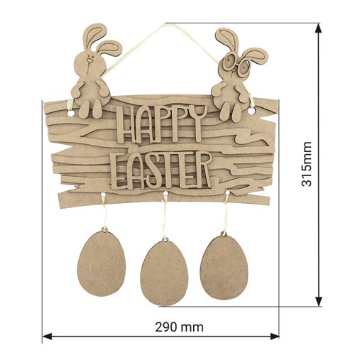 Holz DIY Färbung Set, Anhänger Teller "Frohe Ostern" mit Spaß Hasen und Ostern Dekor, #017 - foto 1  - Fabrika Decoru