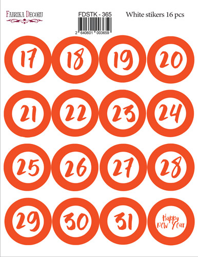 набор наклеек (стикеров) 16 шт orange numbers #365