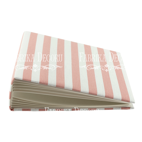 Blankoalbum mit weichem Stoffbezug Weiße und rosa Streifen 20cm x 20cm - Fabrika Decoru