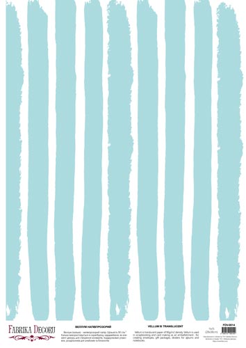 Arkusz kalki z nadrukiem, Deco Vellum, „Niebiesko-białe paski”, format A3 (11,7" х 16,5") - Fabrika Decoru