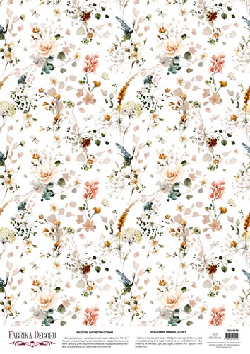 Deco vellum colored sheet Floral abstraction, A3 (11,7" х 16,5")