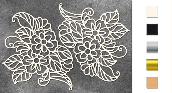 Chipboards set Flower ornament #545