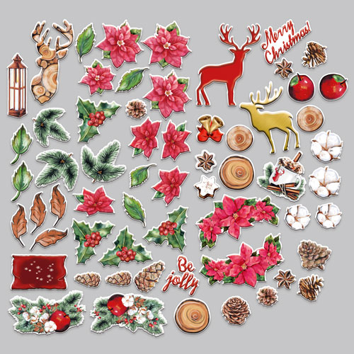 Set of die cuts Bright Christmas, 61 pcs - foto 1