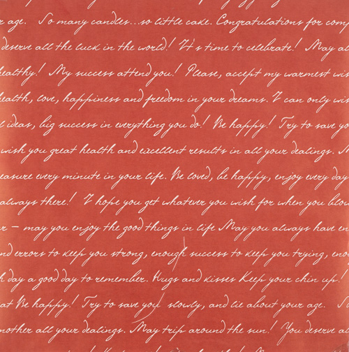 лист крафт бумаги с рисунком рукописный текст красный 30х30 см