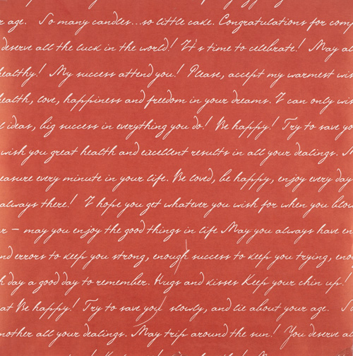 Kraftpapierbogen 12"x12" Handschriftlicher Text: Rot - Fabrika Decoru