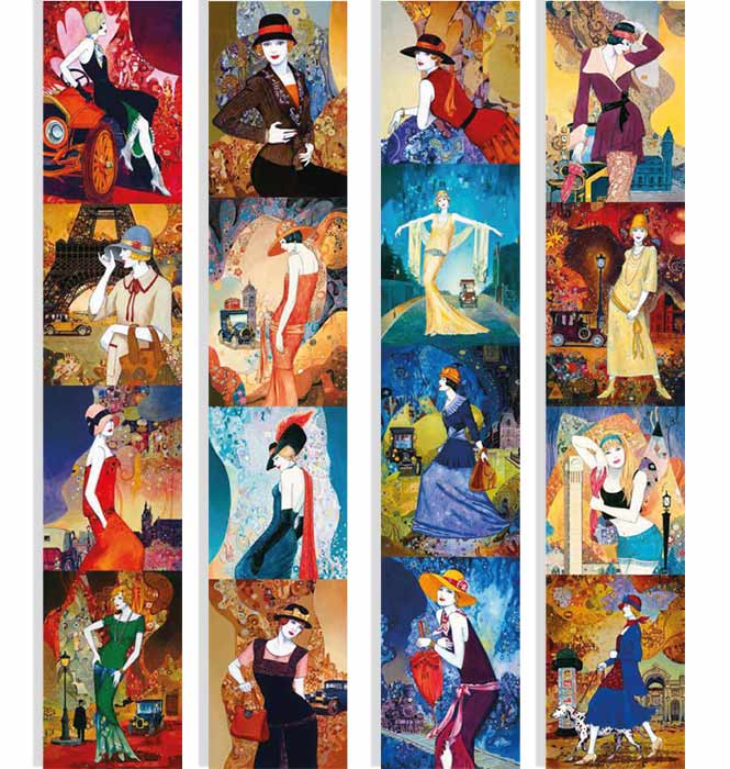 Streifenset mit Bildern zur Dekoration "Frauen von Klimt" - Fabrika Decoru