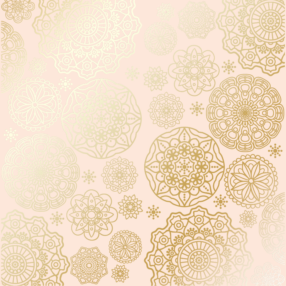 Sheet of single-sided paper with gold foil embossing, pattern Golden Napkins Beige, 12"x12" 