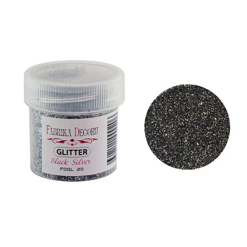 Glitter, Farbe Schwarzsilber, 20 ml - Fabrika Decoru