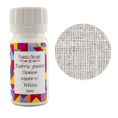 Farba akrylowa do tkaniny, Biały, 30ml - Fabrika Decoru