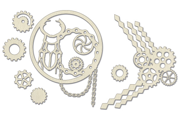 Chipboard embellishments set, "Mechanisms" #481