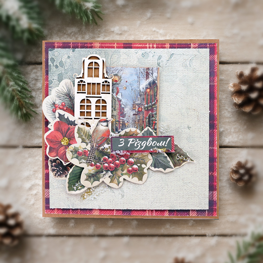 Set for creating 5 cards “Snowy Christmas” 15 x 15cm - foto 4