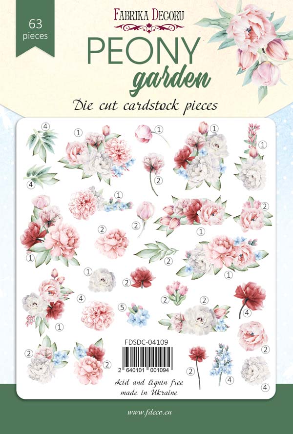 Set of die cuts Peony garden, 63 pcs - foto 0