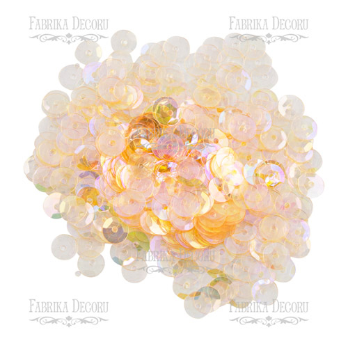 Sequins Round rosettes, transparent iridescent with a peach shade, #242 - foto 0