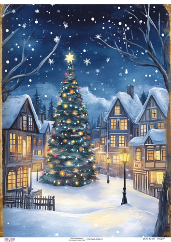 Decoupage Card Christmas tree, #0912, 29.7x42cm