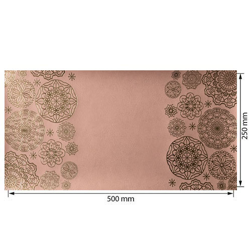 Skóra PU do oprawiania ze złotym tłoczeniem, wzór Złote serwetki brzoskwiniowe, 50cm x 25cm  - foto 0  - Fabrika Decoru