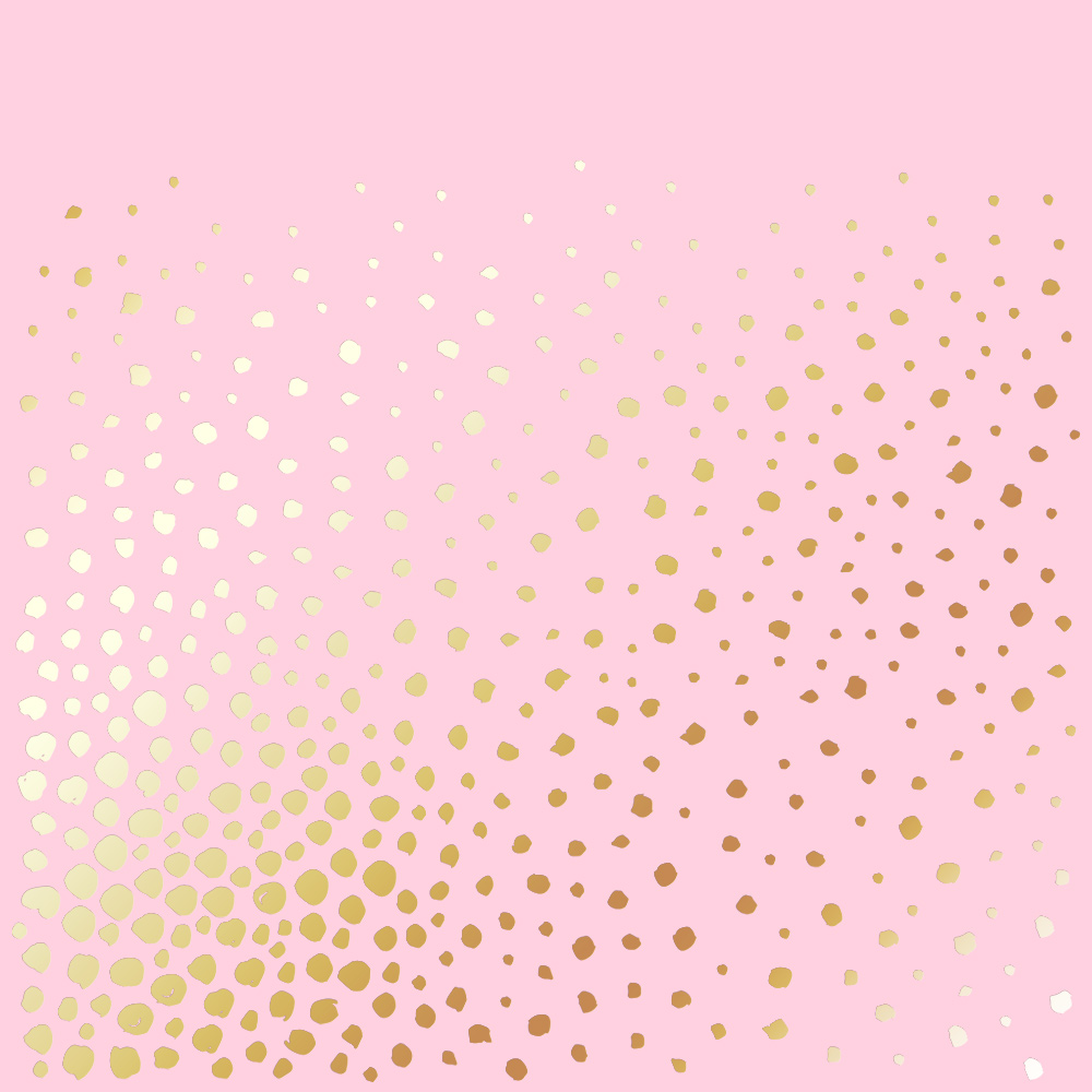 Blatt aus einseitigem Papier mit Goldfolienprägung, Muster Golden Maxi Drops Pink, 12"x12" - Fabrika Decoru
