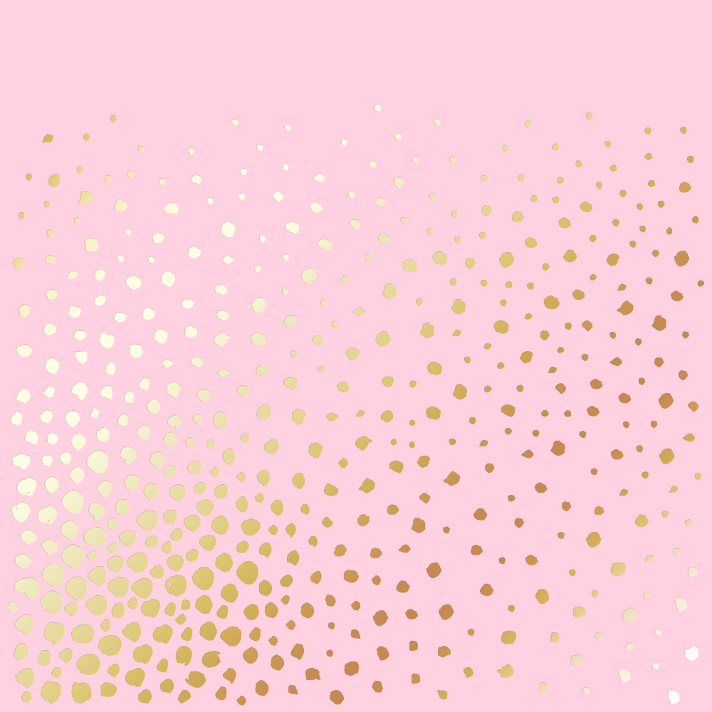 Sheet of single-sided paper with gold foil embossing, pattern Golden Maxi Drops Pink, 12"x12"