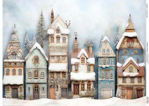 Decoupage Card Snow-covered houses-6, #0939, 29.7x42cm