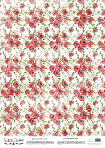 deco vellum colored sheet poppy background, a3 (11,7" х 16,5")