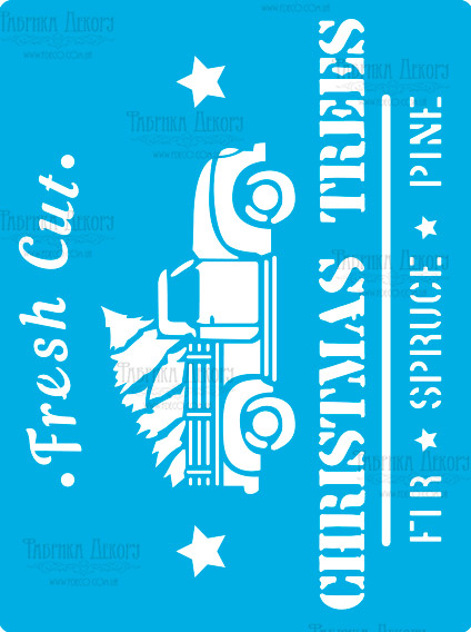 Stencil reusable, 15x20cm "New Year truck", #358