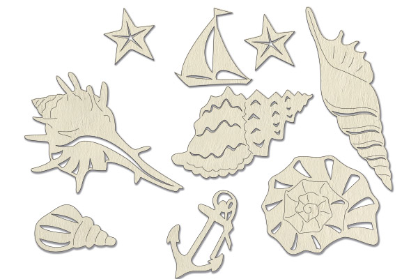 Chipboard embellishments set, Memories of the sea #679