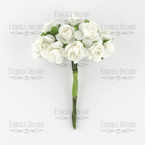 Bouquet of small rose flowers, color  White, 12pcs