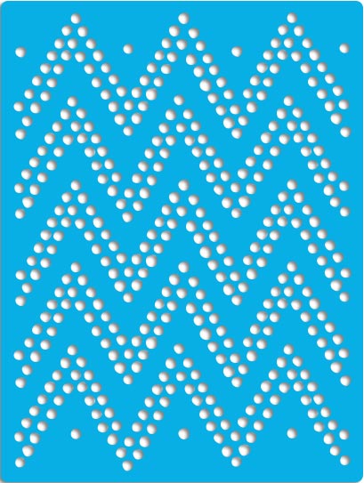 Stencil reusable, 15 cm x 20 cm Chevron dots, #446