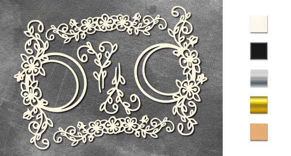 Chipboard embellishments set, Frame with swirls  #778