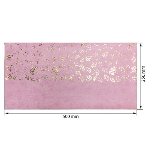 Piece of PU leather for bookbinding with gold pattern Golden Dill Flamingo, 50cm x 25cm - foto 0
