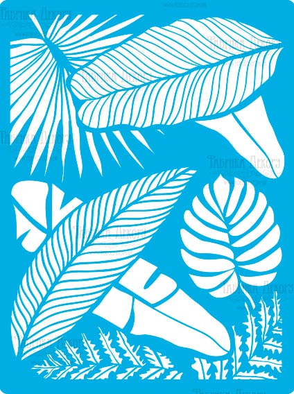 Stencil reusable, 15x20cm Exotic leaves, #395