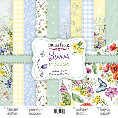 Double-sided scrapbooking paper set Summer meadow 8"x8" 10 sheets
