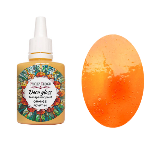 Deco Glass Farbe für transparenten Glasmalerei-Effekt, Orange, 30ml - Fabrika Decoru