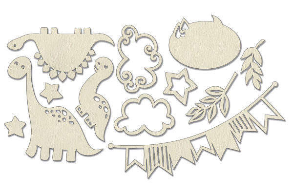 Chipboard embellishments set, "Dyno & co 2" #009