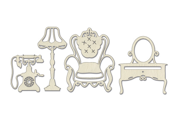 Chipboard embellishments set, Vintage furniture  #581