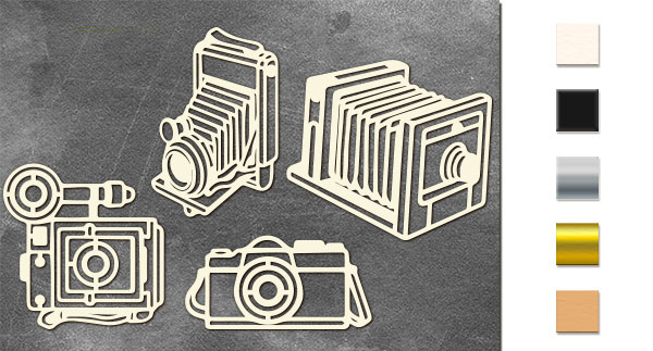 Chipboard embellishments set, Cameras #1  #669