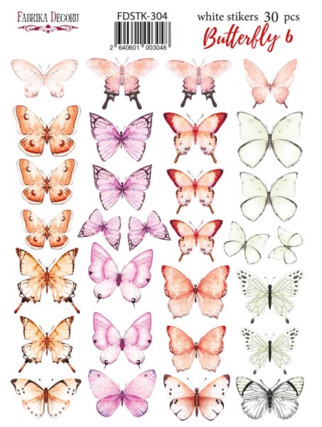 Aufkleberset 30 Stück Schmetterling #304 - Fabrika Decoru
