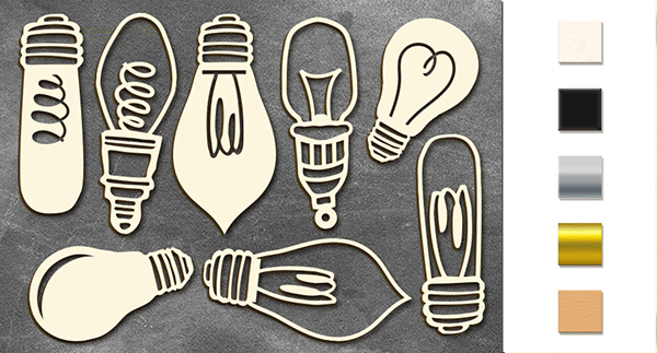 Chipboard embellishments set, "Bulbs" #015