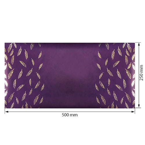 Piece of PU leather for bookbinding with gold pattern Golden Feather Violet, 50cm x 25cm - foto 0
