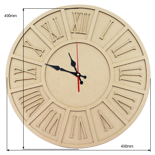 Настенные часы с римскими цифрами, 490 мм х 490 мм, Заготовка для декорирования из МДФ #235 - Фото 1