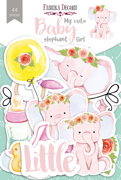 набор высечек коллекция my cute baby elephant girl 44 шт