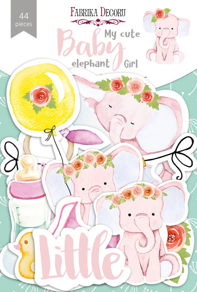 Set of die cuts My cute Baby elephant girl, 44 pcs