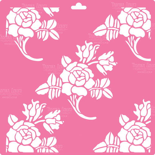 Stencil for decoration XL size (30*30cm), Roses Art Deco #002