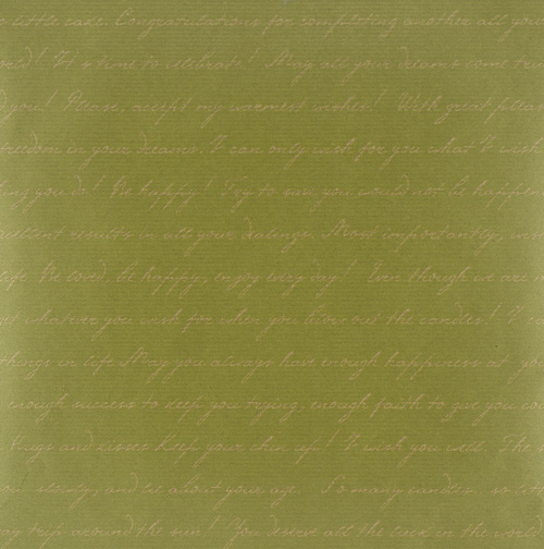 Kraft paper sheet 12"x12" Handwritten text Olive