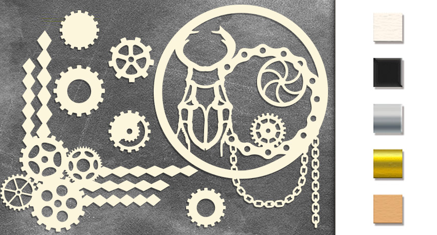 Chipboard embellishments set, "Mechanisms" #481