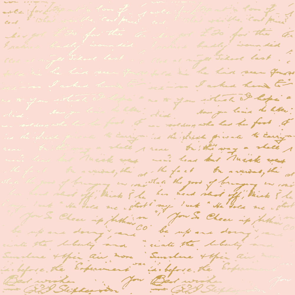 Einseitig bedruckter Papierbogen mit Goldfolienprägung, Muster "Goldener Text Pfirsich" - Fabrika Decoru