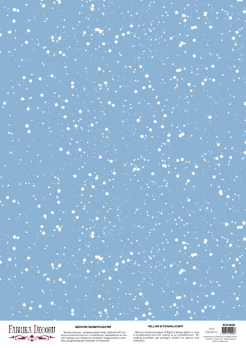 Farbiger Deko-Pergamentbogen Snow, A3 (11,7" х 16,5") - Fabrika Decoru