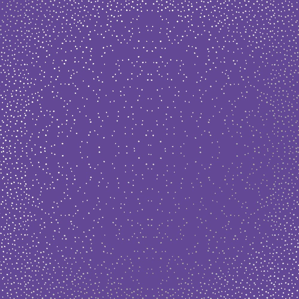 Sheet of single-sided paper embossed with silver foil, pattern Silver Mini Drops, color Lavender 12"x12"
