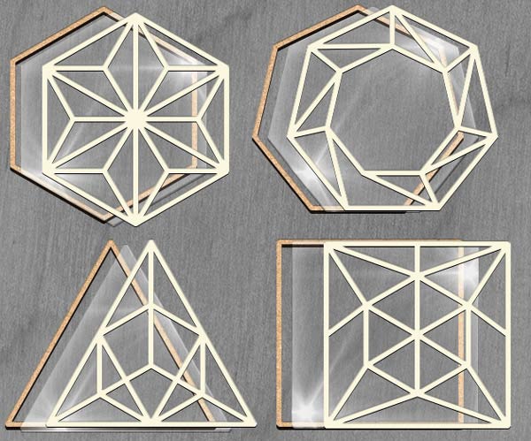 Mega shaker dimension set, 20cm x 20cm, Polygonal frames 4 pcs
