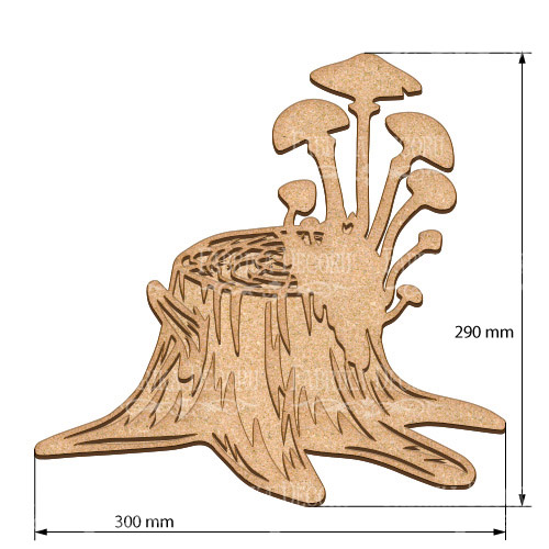 Kunstkarton Baumstumpf mit Pilzen 30х29 cm - foto 0  - Fabrika Decoru